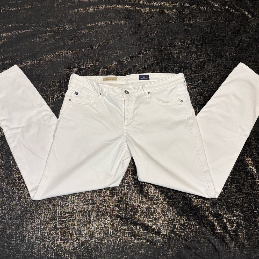AG Adriano Goldschmied Women White Stevie Ankle Slim Straight Jeans